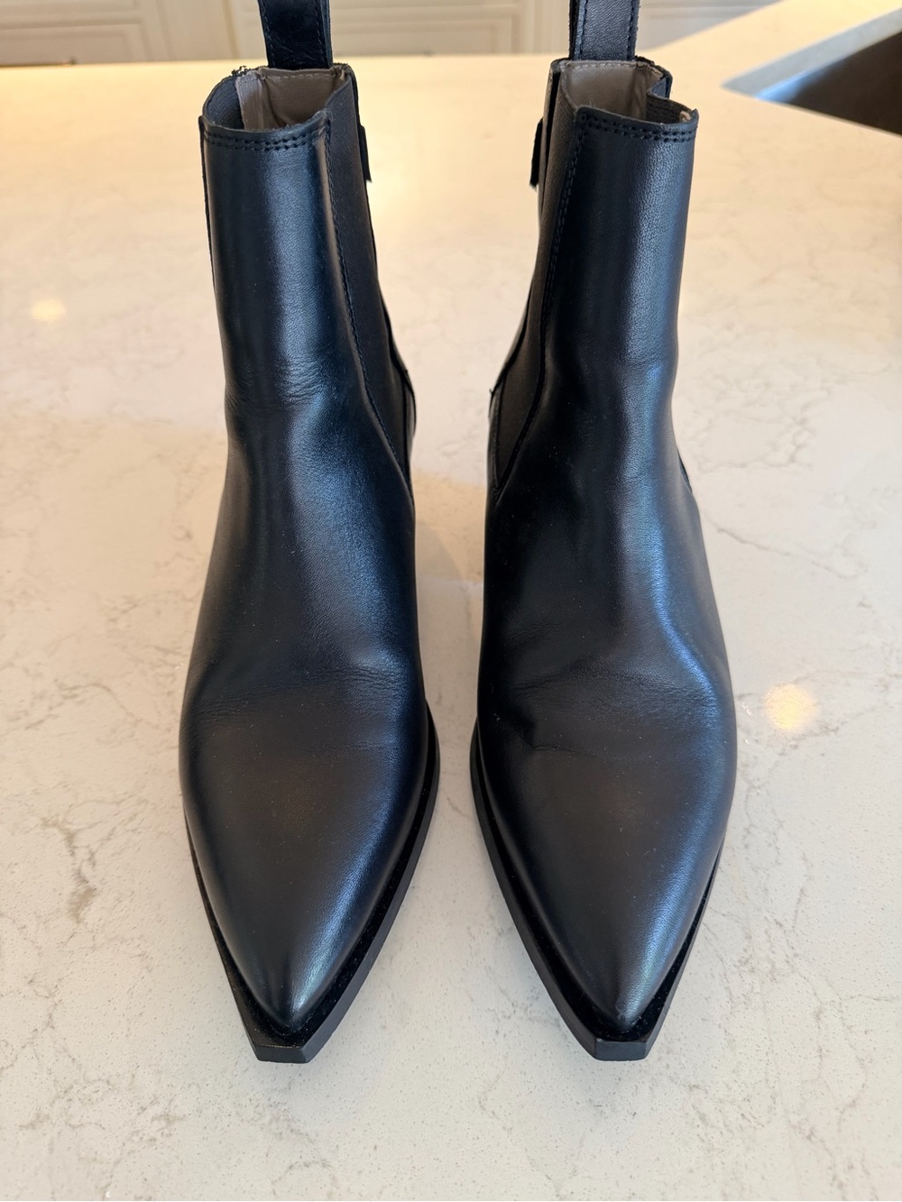 All Saints Size 7 Black Pointed Leather Ankle Boots - Women
